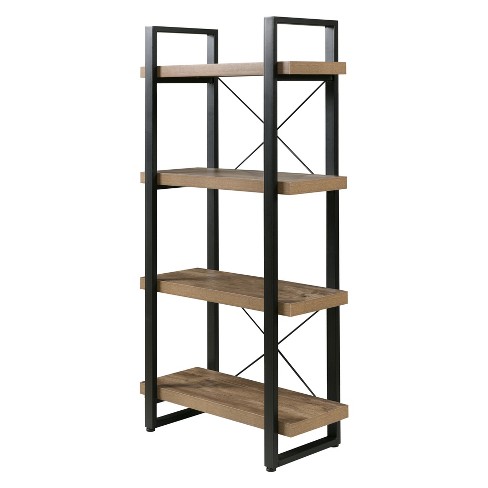 metal and wood bookcase tall