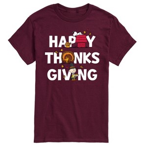Men's - Peanuts - Happy Thanksgiving Icons Short Sleeve Graphic T-Shirt - 1 of 4