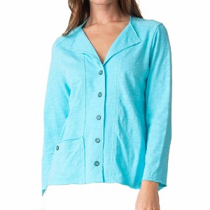 Women's Cotton Pebble Rolled Edge Cardigan - habitat - 1 of 3