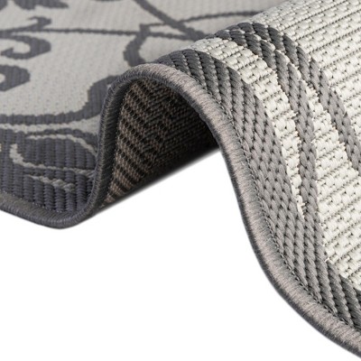 Abstract Gray Gradient 6' Round Synthetic Outdoor Rug