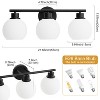 POWLIG 21.65-in 3-Light Matte Black Modern Dimmable Bathroom Transitional Vanity Light with Milky White Glass Shade - 2 of 4