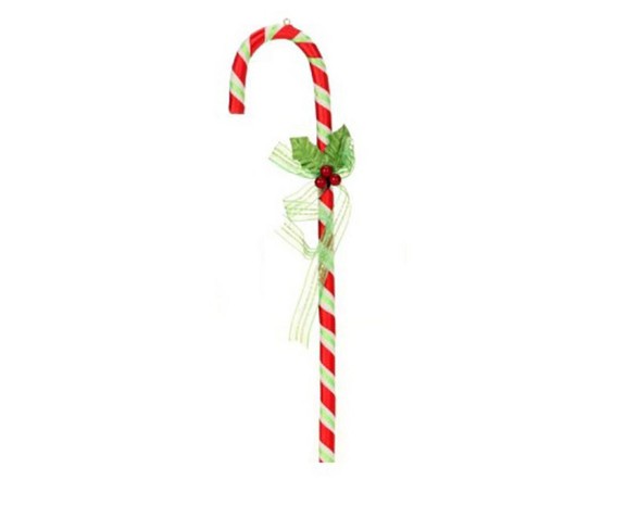 Mark Roberts Products 12" Mary Engelbreit Candy Cane with Holly Berry Bow Christmas Ornament - Red/Green