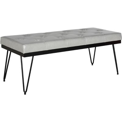 Marcella Gray and Black Tufted Bench with Hairpin Legs