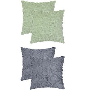 Unique Bargains Patterned Soft Shaggy Plush Faux Fur Throw Pillow Covers Set 4 Pcs - 1 of 4