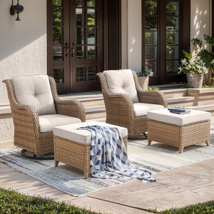 Gymojoy Outdoor Swivel Chair with Ottoman High Back Glider Chair with Soft Cushion - 1 of 4