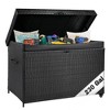 Nestfair 230gal Wicker Patio Deck Box with Lid and Wheels Black - 4 of 4