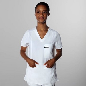 Members Only Siena V-Neck Scrub Top for Women With Double Chest And Waist Pockets - 1 of 4