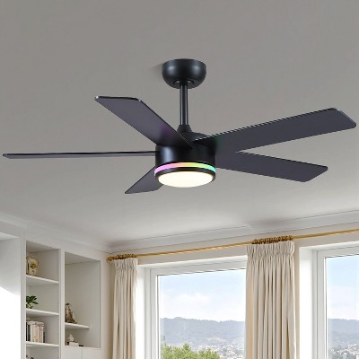 46 Inches Downrod ceiling Fan with Light,Reversible Wind,Timer Setting
