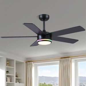 46 Inches Downrod ceiling Fan with Light,Reversible Wind,Timer Setting - 1 of 4