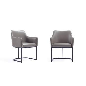 Set of 2 Serena Modern Leatherette Upholstered Dining Armchairs Gray - Manhattan Comfort