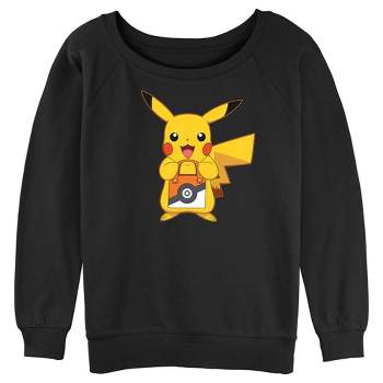 Juniors Womens Pokemon Halloween Trick or Treat Pikachu Sweatshirt