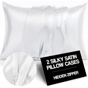 Satin Pillowcase  for Hair and Skin - 2 Pack Pillow Case with Zipper - Shopbedding - 1 of 4