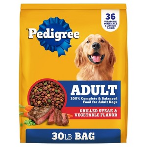 Pedigree Grilled Steak, Vegetable, Beef and Red Meat Flavor Adult Dry Dog Food - 30lbs - 1 of 4