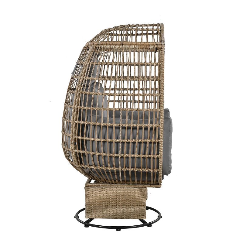 Nellie Patio Wicker Swivel Chairs, Rocking Function Egg Patio Chair with Cushions, Outdoor Furniture - Maison Boucle, 3 of 10