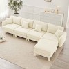 L-Shape Sectional Sofa with Ottoman, 4-Seater Sofa with Armrests and Cylindrical Legs, Boucle Fabric Couch with Cushion-Coolbibila - 3 of 4