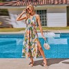 Women's Vibrant Floral Print Maxi Dress with Tie Waist - Cupshe - 4 of 4
