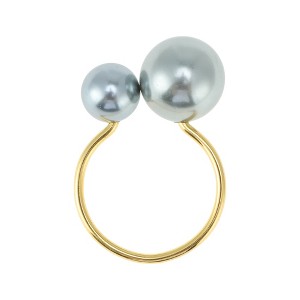 Unique Bargains Napkin Rings Faux Pearls Stainless Steel Plastic 1 Pc - 1 of 3