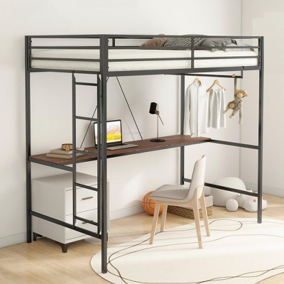 LOVMOR Full XL Over Queen  Heavy Duty Bunk Bed for Adults with Ladder and Full Length Guardrail for Adults,Teens,Kids