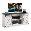 Farmhouse TV Stand for TVs Up to 65", Rustic Entertainment Center with Sliding Barn Doors - 2 of 4