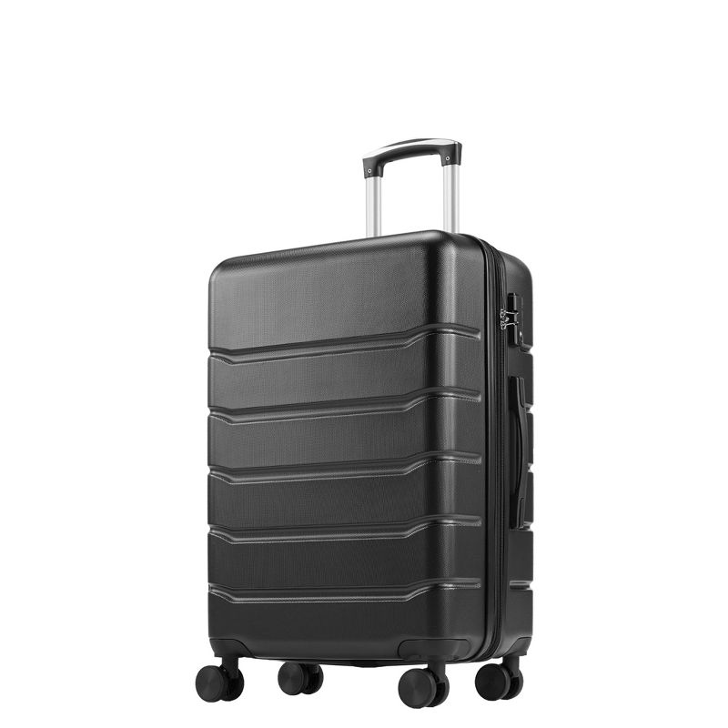 JIONJOY 20-Inch ABS Hardshell Carry On Luggage, Black Suitcase with TSA Lock Spinner Wheels for Travel