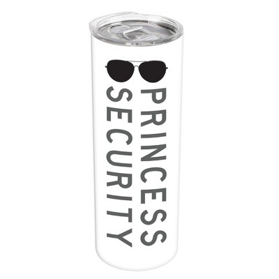 Elanze Designs Princess Security Black and White 20 ounce Stainless Steel Travel Tumbler with Lid For Your On The Go Beverages