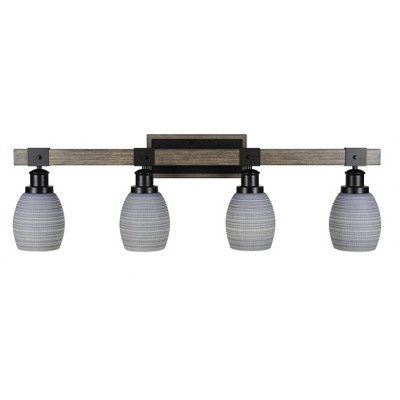 Toltec Lighting Tacoma 4 - Light Vanity in  Black/Painted Wood with 5" Gray Matrix Shade