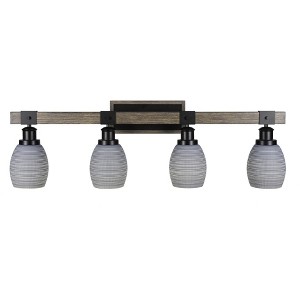 Toltec Lighting Tacoma 4 - Light Vanity in  Black/Painted Wood with 5" Gray Matrix Shade - 1 of 1