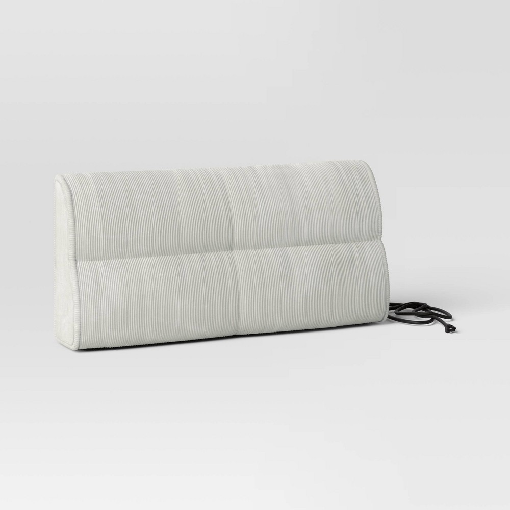 Photos - Bed Frame Twin Charging Dorm Headboard Cream - Room Essentials™: Upholstered, Built-in Station, Plywood Frame