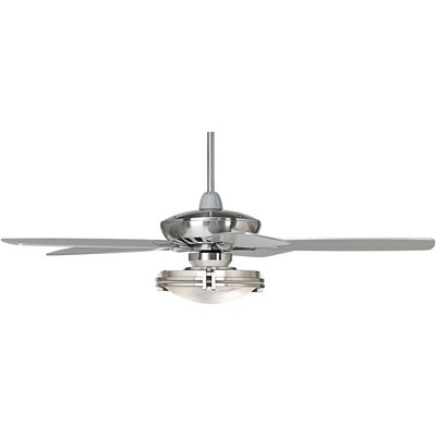 52" Casa Vieja Modern Indoor Ceiling Fan with Light LED Dimmable Remote Brushed Nickel Silver Blades Marbleized Glass for Living Room