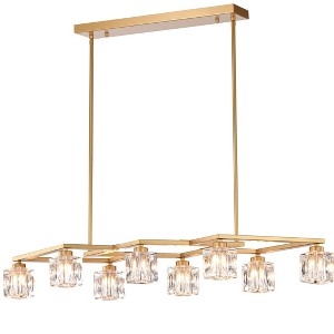 DOMETOUR Matte Gold Crystal Chandelier, 8-Light Modern Fixture for Dining Room, Kitchen, Farmhouse, Entryway, Living Room (8*G9 Bulbs Included) - 1 of 4