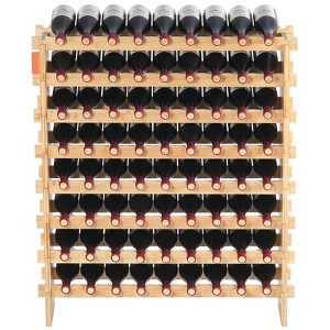 VEVOR 72 Bottle Upgrade Modular Wine Rack, Continuously Store Pinot Bottles, 8-Tier Bamboo Wood Storage Rack, Floor Freestanding Wines Holder Display - 1 of 4