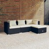 vidaXL 4-Piece Patio Lounge Set with Cushions, Waterproof PE Rattan, Sturdy Steel Frame, Modular Design, Perfect for Outdoor Use, Black and Cream - 2 of 4