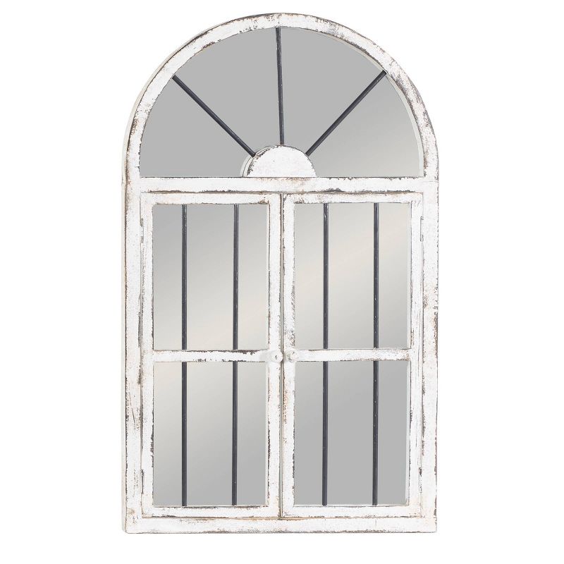 25&#34; x 42&#34; Distressed Wood Arched Window Wall Mirror White - Olivia &#38; May, 1 of 6