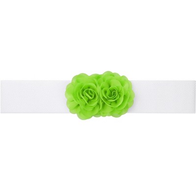 INSPIRE CHIC Women's Large Chiffon Rose Double-Flower Elastic Stretch Wide Corset Waist Belt 1 Pc