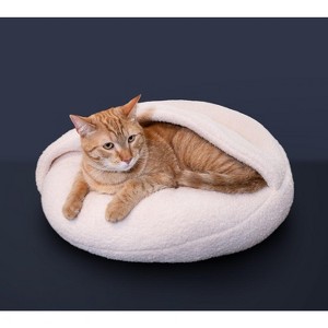 Boucle Pet Bed with Attached Cover – Cloud White - 1 of 4