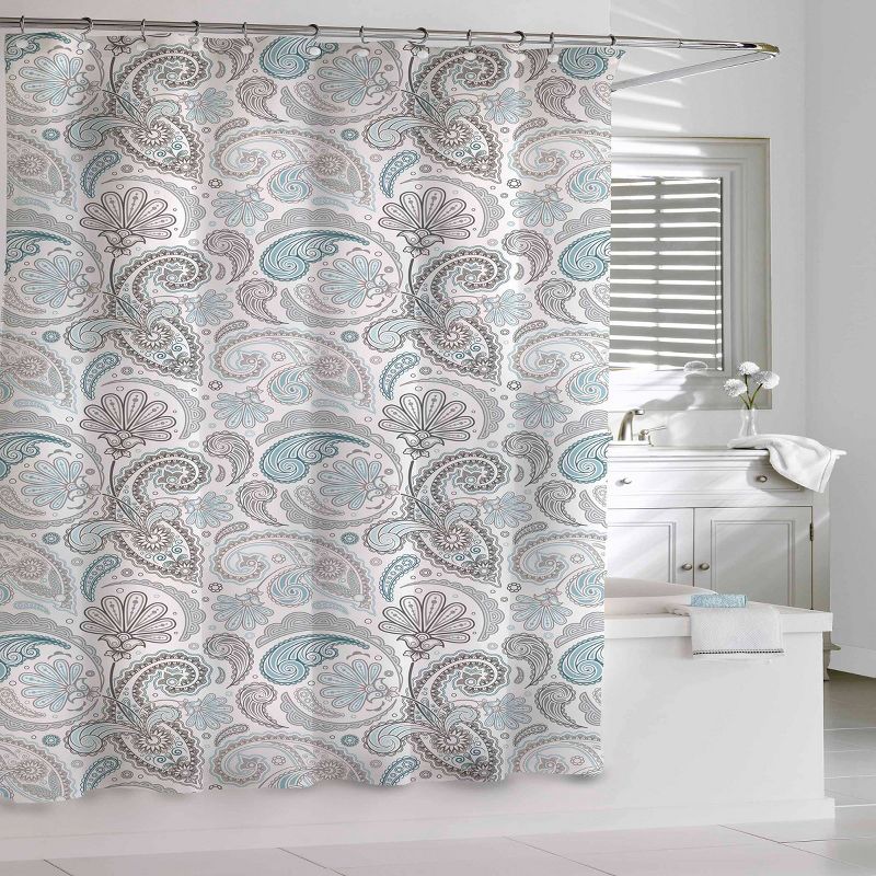 Floral Swirls Shower Curtain Blue/Gray - Cassadecor, 1 of 7