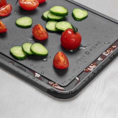 Black and Gray Plastic Cutting Board Set with Juice Grooves