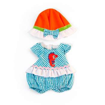 Miniland Educational Doll Clothes, Fits 12-5/8" Dolls, Warm Weather Romper/Hat Set