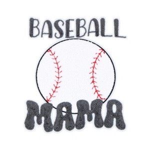 Baseball Mama Sequin Iron On Patches Game Day Applique Large Patch Accessory Clothes Jacket Uniform Backpack DIY Decor - 1 of 4