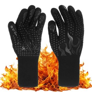 Unique Bargains Silicone Heat Resistant Fireproof Grilling Gloves 1472°F High Temp Resistance 1 Set - 1 of 4