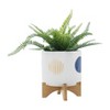 Okak Ceramic Plant Pot with Wooden Stand Elevated Flower Planter for Herbs, Vegetables, Fruits, Indoor/Outdoor, 2 Pack/1 Pack,10 Options - 3 of 4
