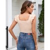 Womens Cap Sleeve BodySuits Square Neck Bodycon Basic Bodysuit Tank Tops,Apricot - S - 3 of 4