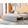 Twin Size Upholstered L-Shaped Daybed with Pop-Up Trundle, Beds Convertible to Larger Size, Wood Frame Space-Saving Style Bed-Baofuwish - 3 of 4