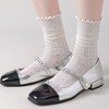 Anna-Kaci Women's 3 Pair Pack Quarter Socks with Knit Patterns Lace Trim and Bow Detail - White - 4 of 4