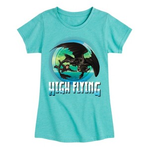 Girls' - How to Train Your Dragon - Hiccup Toothless High Flying Fitted Short Sleeve Graphic T-Shirt - 1 of 4