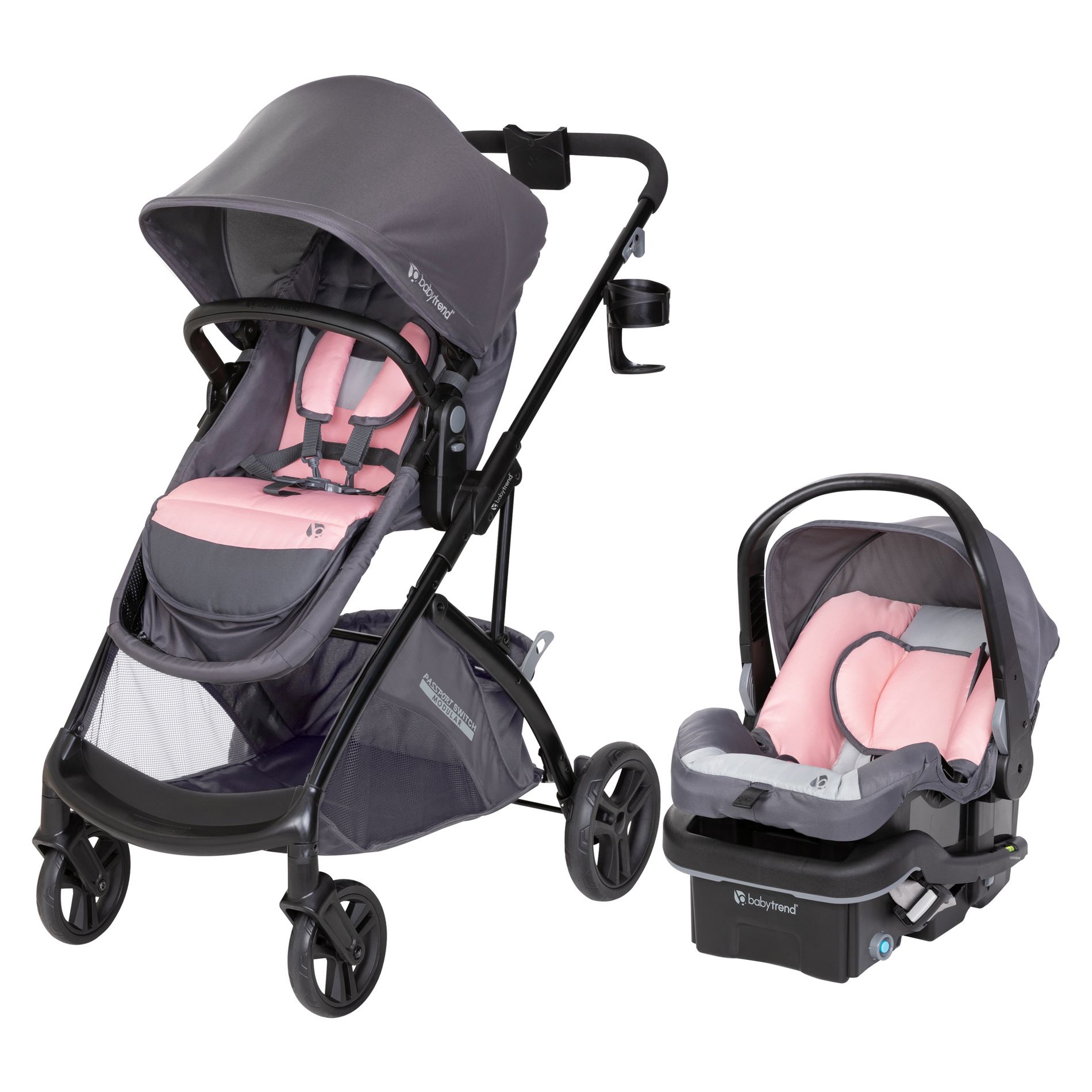 Baby Trend Passport Switch Modular Travel System with EZ-Lift PLUS Infant Car Seat - Dash Pink: 39.6 lbs, 40" Depth, Supports From 4 lbs