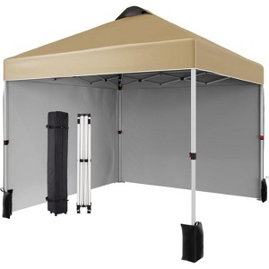 10 x 10 Camping Tent, Portable Canopy Tent, Pop Up Beach Tent 2 Sidewalls Vented Roof, Instant Canopy Tent Carry Bag Sandbag for Camping Picnic Party - 1 of 4