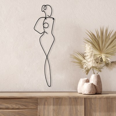 Woman Silhouette - Metal Line Art Wall Decor Sculpture