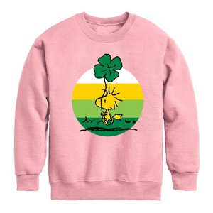 Boys' - Peanuts - Woodstock Shamrock Graphic Long Sleeve Fleece Sweatshirt - 1 of 4