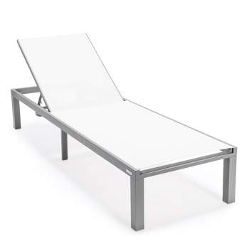 LeisureMod Marlin Patio Sling Chaise Lounge Chair in Grey Aluminum, Black